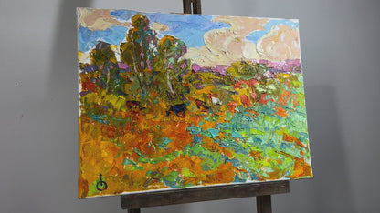 Oil painting Autumn Steppe Horizon Alex Ivanyuk