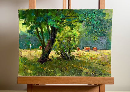 Oil painting Walking the cows Boris Serdyuk