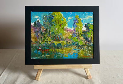 Oil painting Down the river Ivanyuk Oksana