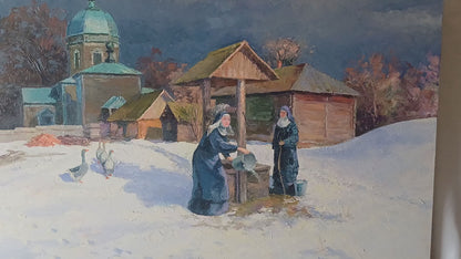 Oil painting Near the well Serdyuk Boris Petrovich