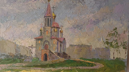 Oil painting Temple near the river Serdyuk Boris Petrovich