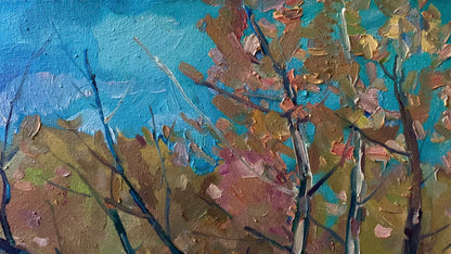 Oil painting Autumn alley Peter Dobrev