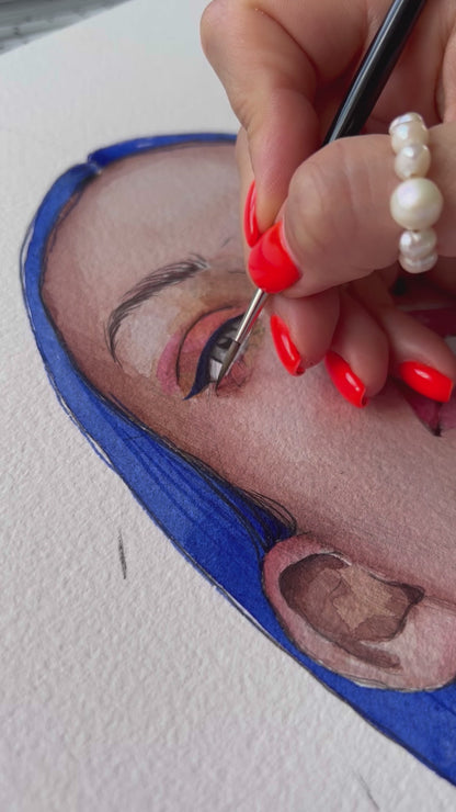 Watercolor painting Indigo Victoria Kagalovska