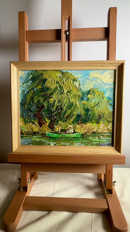 Oil painting The boatman floats on the river Ivanyuk Alex