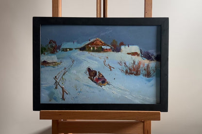 OIl painting Cozy winter evening Yuriy Suprunchuk