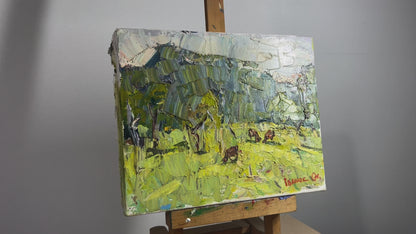 Oil painting In the field in the meadows Ivanyuk Alex