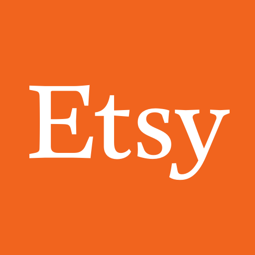 White ’etsy’ logo on an orange background.