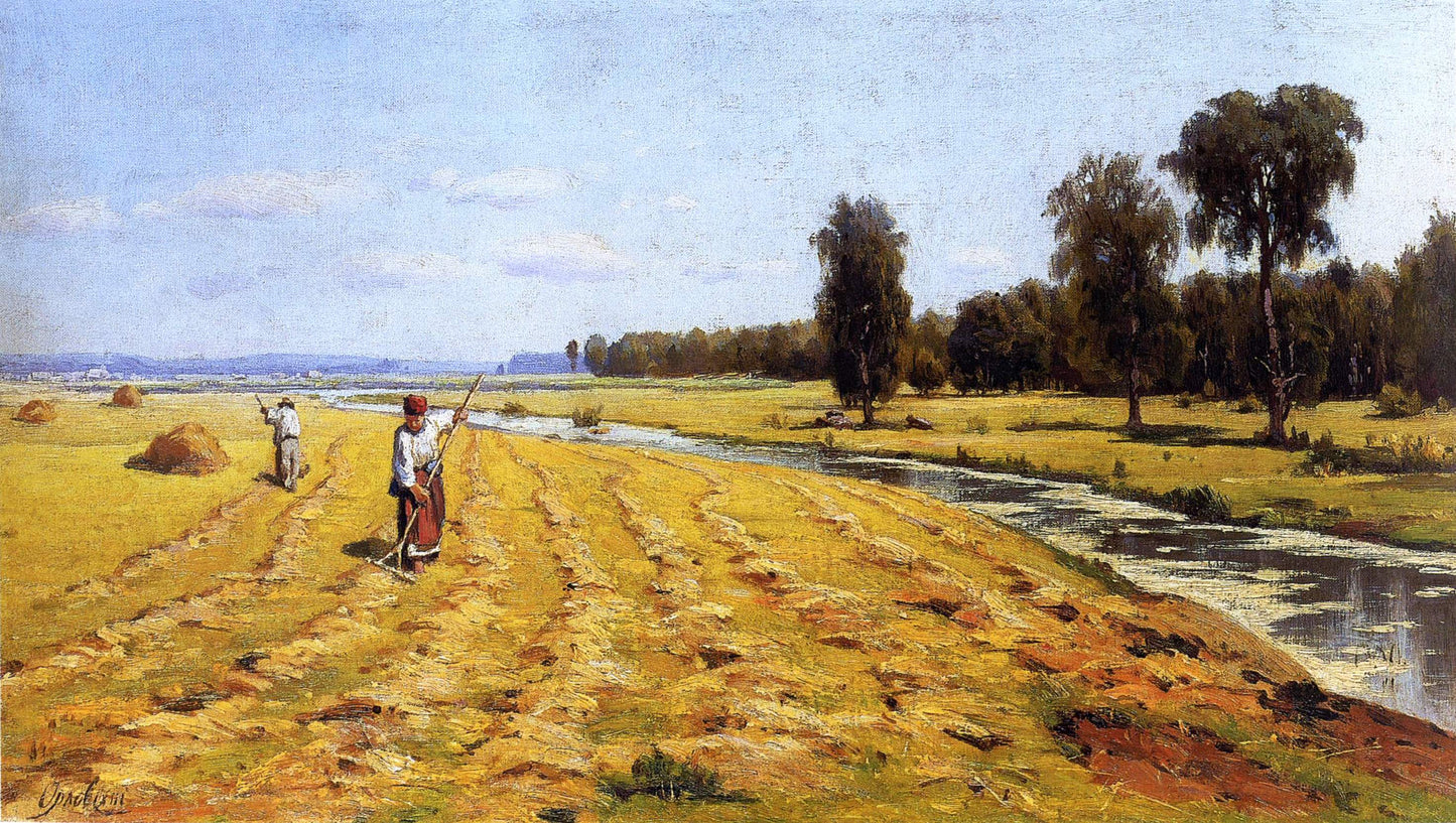 Golden wheat field by Ukrainian artist Volodymyr Orlovsky, museum-quality landscape