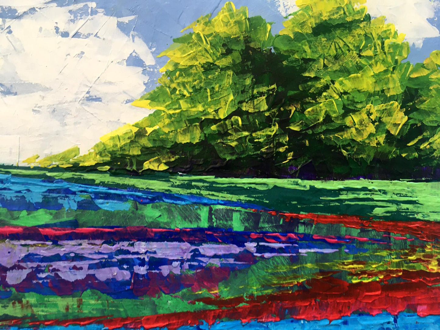 Vibrant Twilight Forestscape oil painting by V. Zadorozhnya