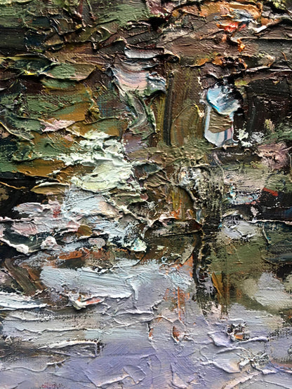 Oil painting lake Nature Landscape 