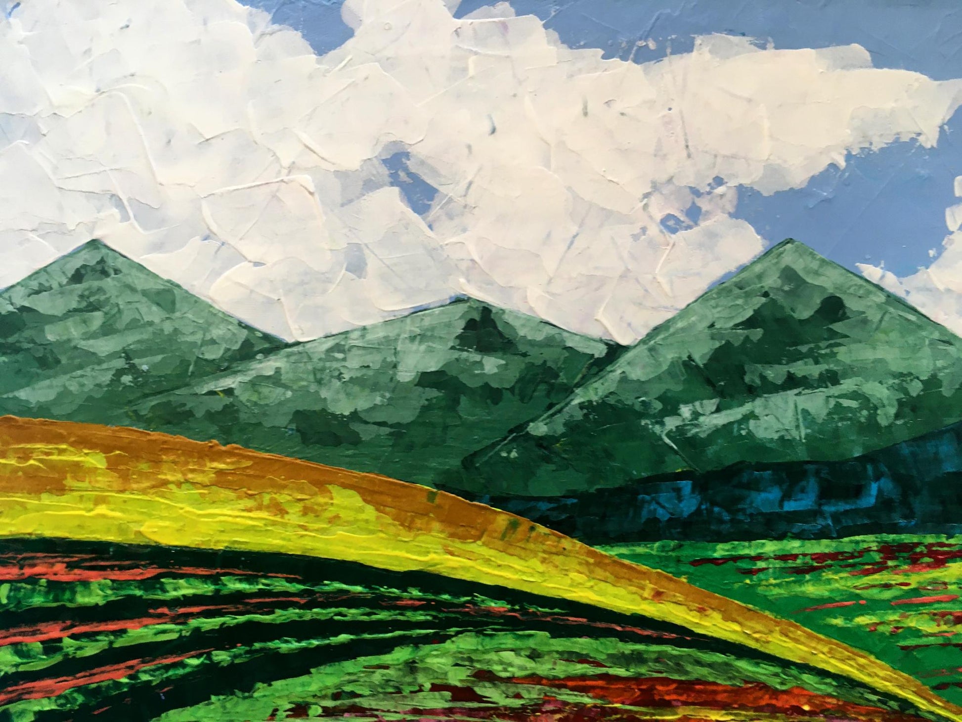 Oil painting Summer in the mountains by Zadorozhnya V. V. with green peaks