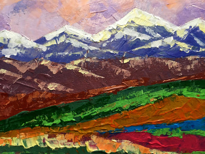 Oil painting Evening in the mountains by Zadorozhnya V. V. vibrant textured landscape