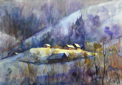 Watercolor painting Winter extravaganza Serdyuk Boris Petrovich