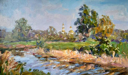 Oil painting A stream outside the city Kovalenko Ivan Mikhailovich