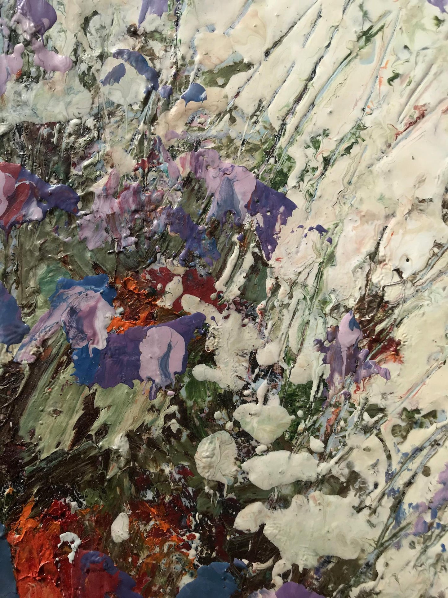 Oil painting Flowers Mazur Vladimir abstract textured purples blues