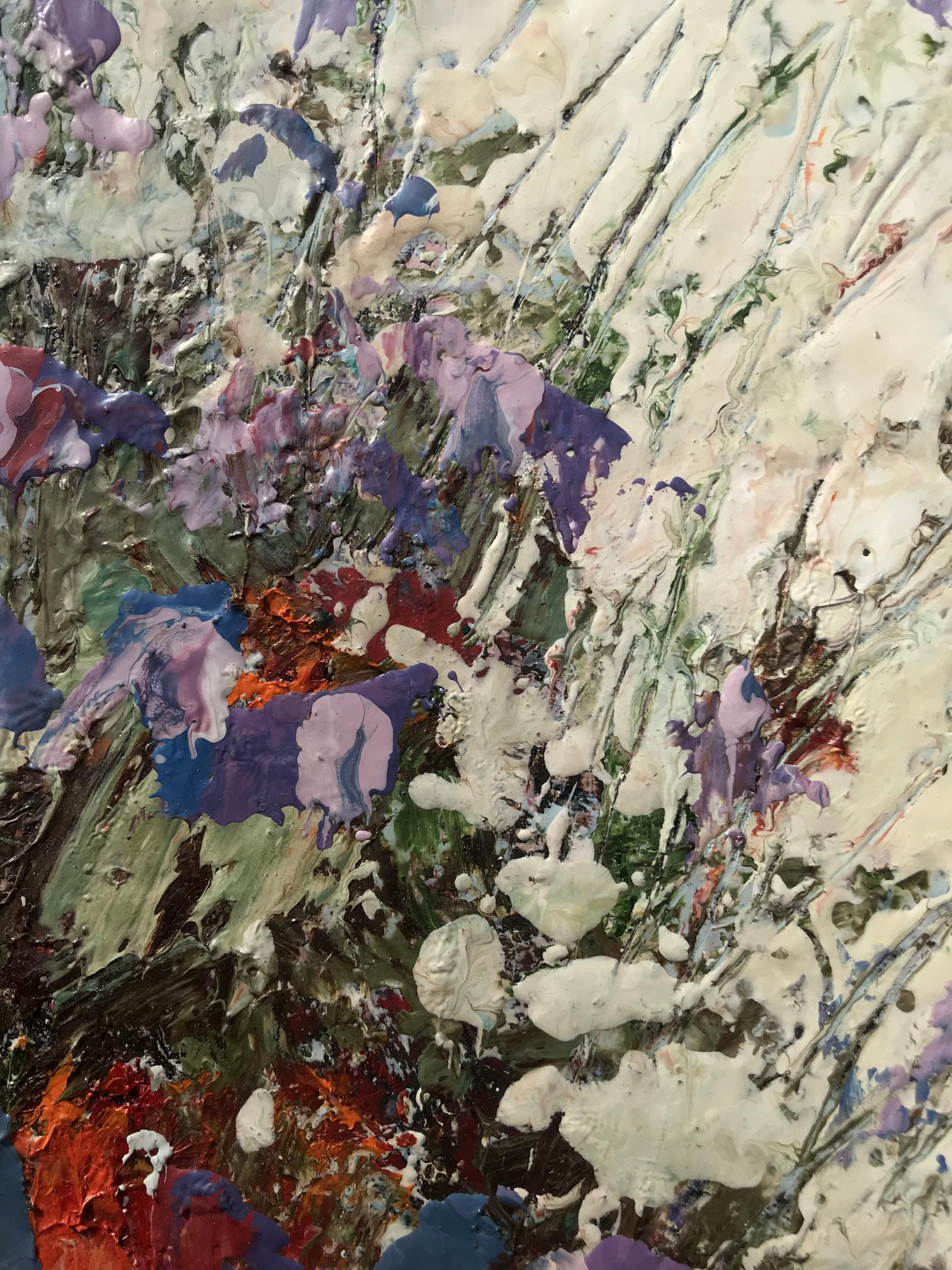 Oil painting Flowers Mazur Vladimir abstract textured purples blues