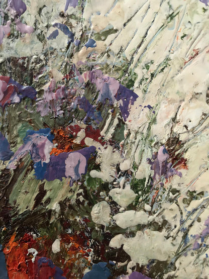 Oil painting Flowers Mazur Vladimir abstract textured purples blues