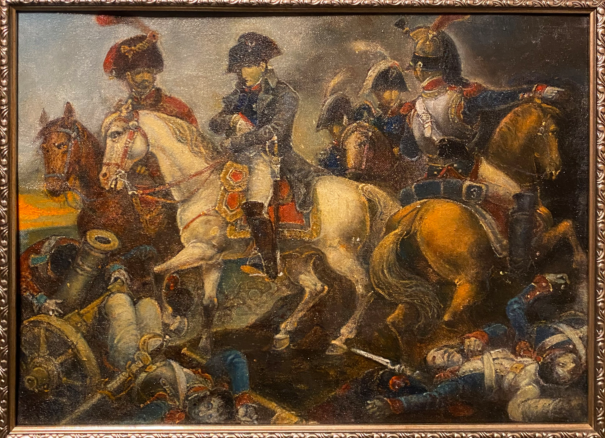 Oil painting by Peter 1 Litvinov Oleg Arkad’yevich of dynamic battle on horseback