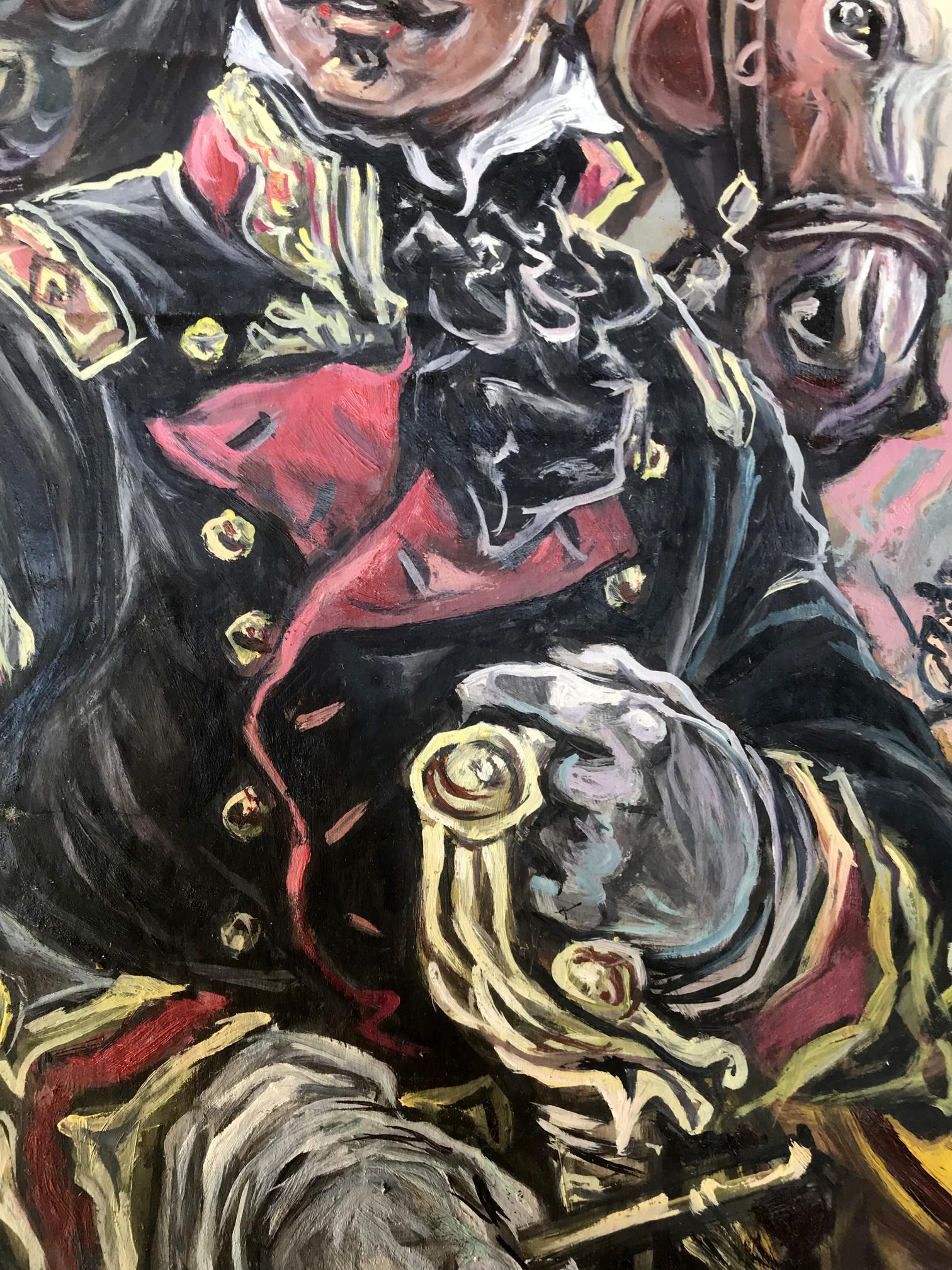 Oil painting portrait of officer and horse by Alexander Litvinov