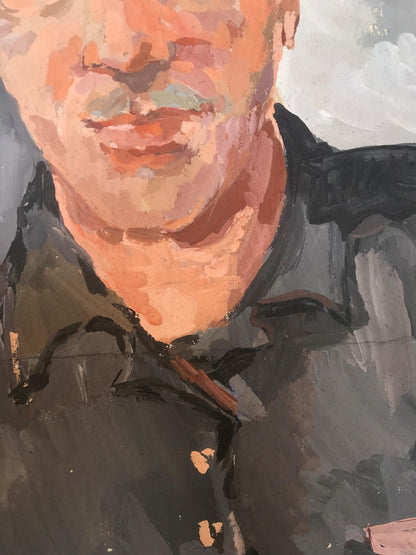 Textured impressionistic oil portrait painting of Alexander Arkadievich Litvinov