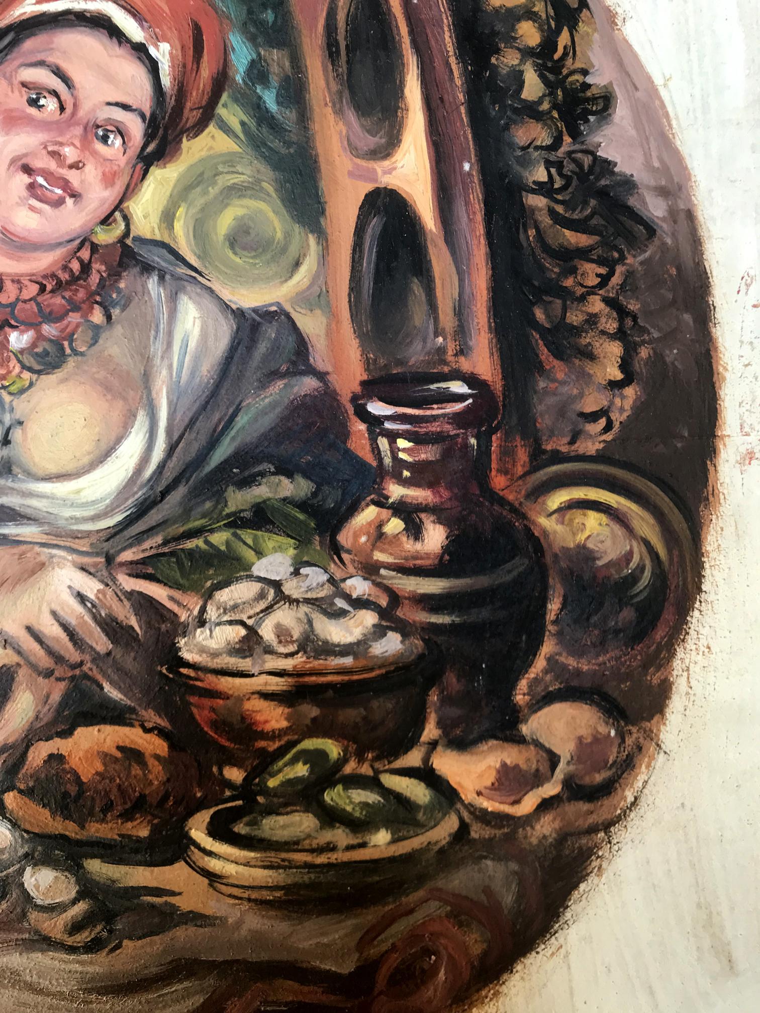 Oil painting Away by Alexander Arkadievich Litvinov, vibrant woman in traditional attire