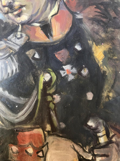 Abstract expressionist oil portrait of officer in nature by Alexander Litvinov