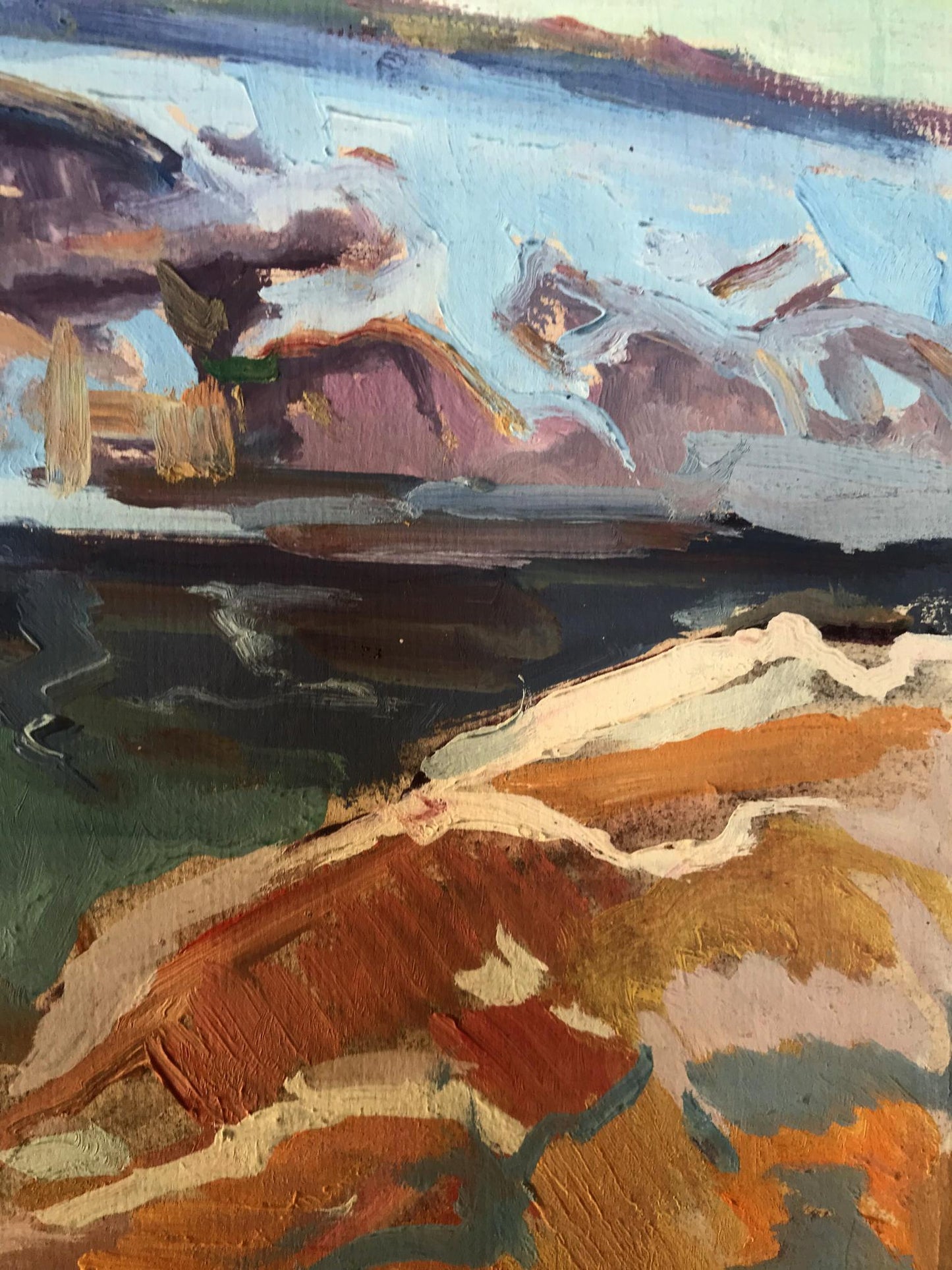 Oil painting Early winter by Alexander Arkadievich Litvinov, abstract textured landscape