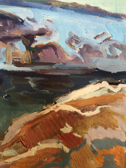 Oil painting Early winter by Alexander Arkadievich Litvinov, abstract textured landscape