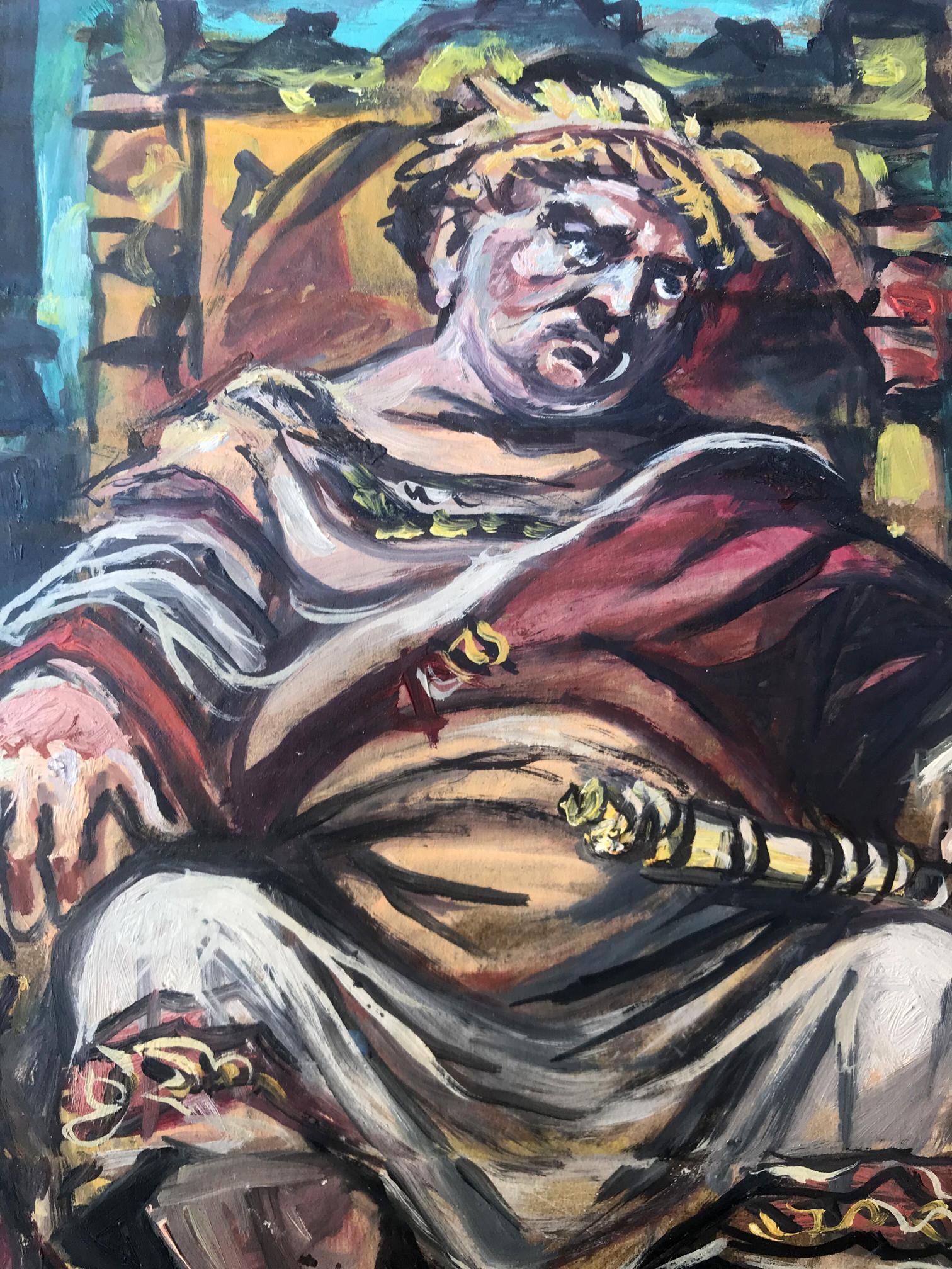 Oil painting portrait of Caesar Alexander Arkadievich Litvinov in red and white robes