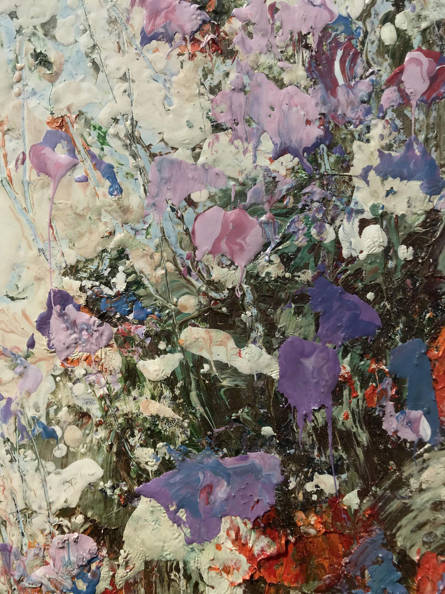 Oil painting Flowers Mazur Vladimir: vibrant purple pink flowers