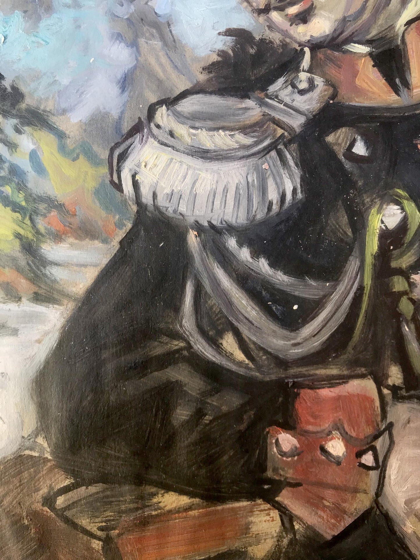 Black and white ribbed teapot oil painting by Alexander Litvinov