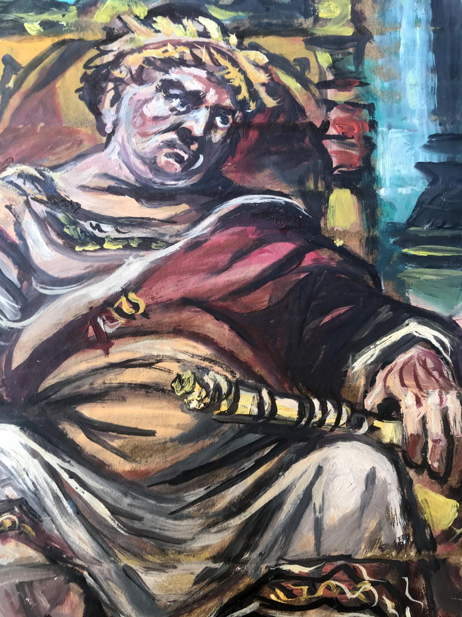 Oil painting portrait of Caesar Alexander Arkadievich Litvinov in red gold robes