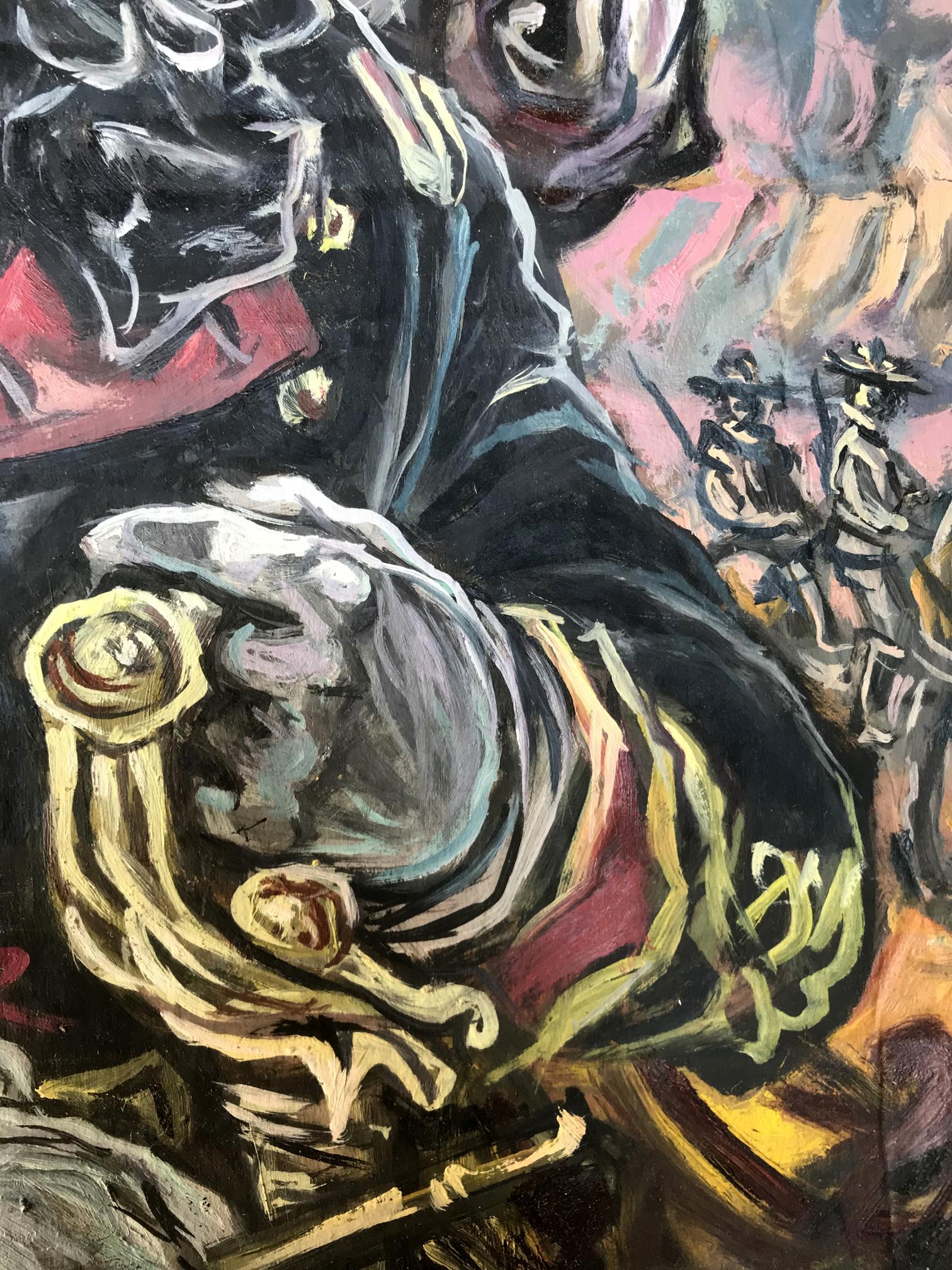 Oil painting portrait of officer and horse by Alexander Litvinov