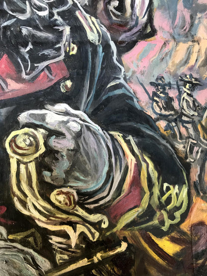 Oil painting portrait of officer and horse by Alexander Litvinov