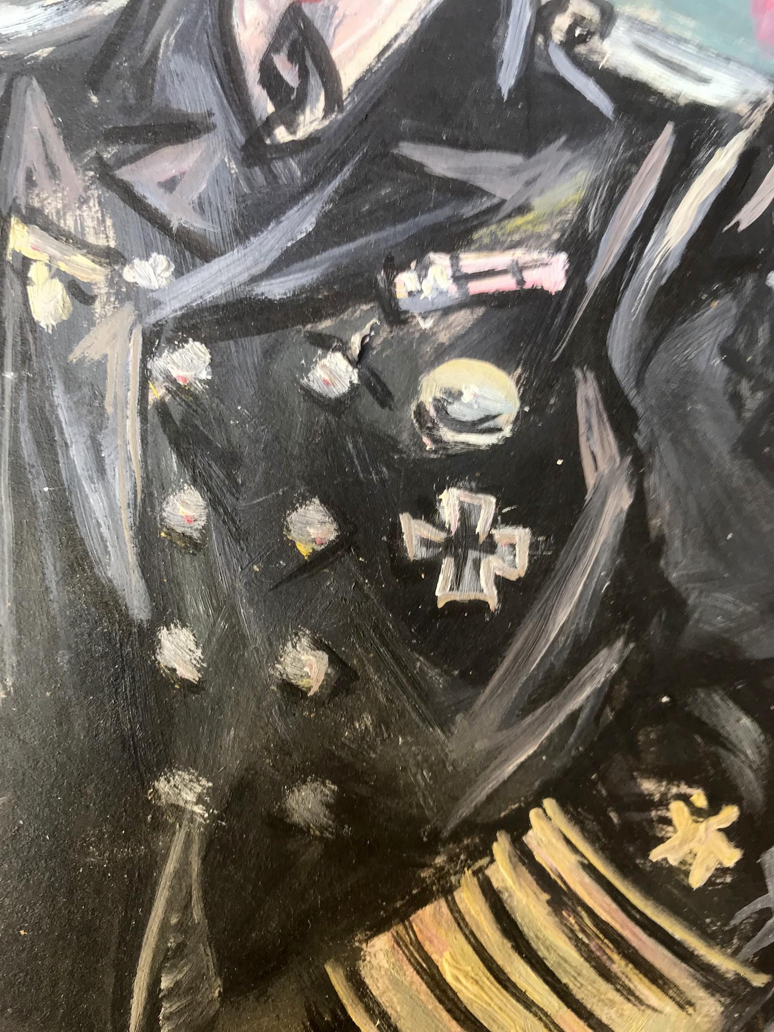 Oil painting of Ship officer Alexander Arkadievich Litvinov in black military coat with silver buttons and gold trim