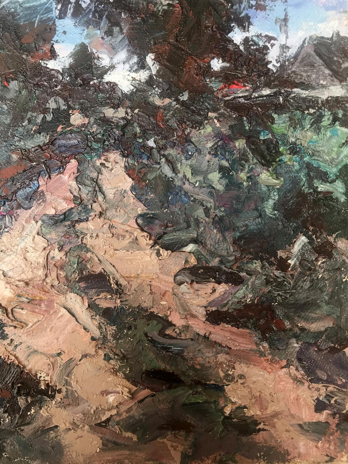 Oil painting Village road 