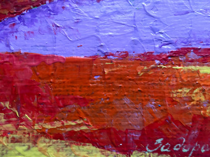 Vibrant oil painting Fields and mountains by Zadorozhnya V. V. in purple red textures