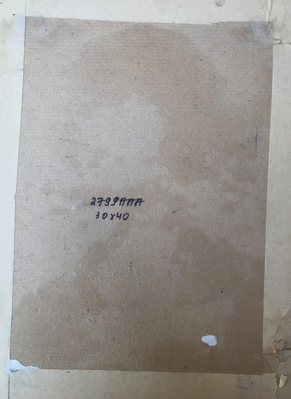 Back of Alexander Litvinov oil painting portrait with beige cardboard, handwriting and tape