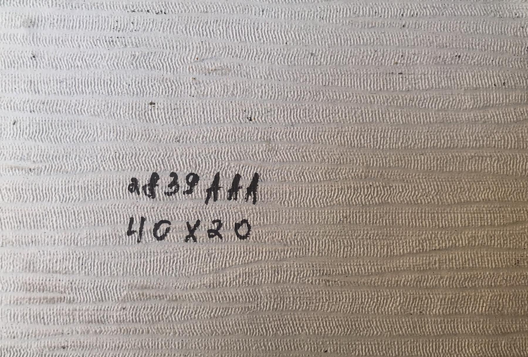 Back of beige textured fabric with black markings, Evening landscape by Litvinov