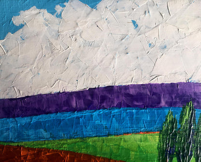 Oil painting Lonely trees in fields by Zadorozhnya V.V. abstract textured bands