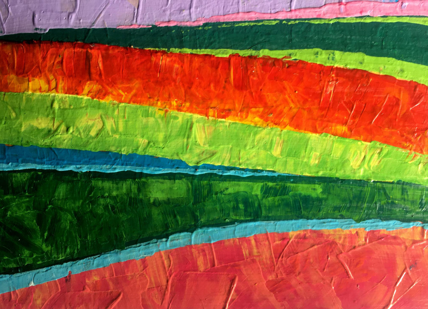 Vibrant oil painting Beyond the Mountains by Zadorozhnya V.V. with bold stripes