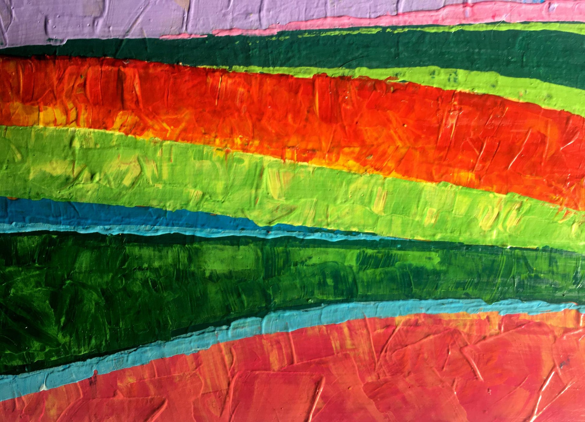 Vibrant oil painting Beyond the Mountains by Zadorozhnya V.V. with bold stripes
