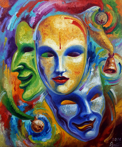 Oil painting Three masks Sergey Voichenko