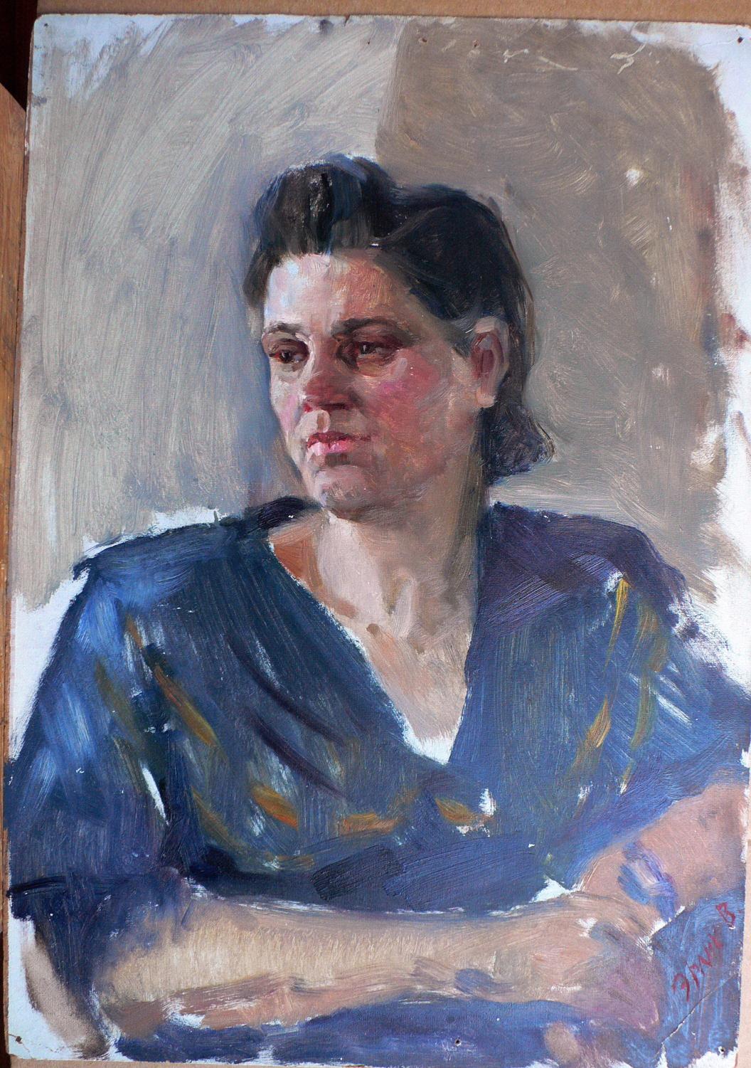 Oil painting of woman portrait by Erlikh Vladimir Isaakovich