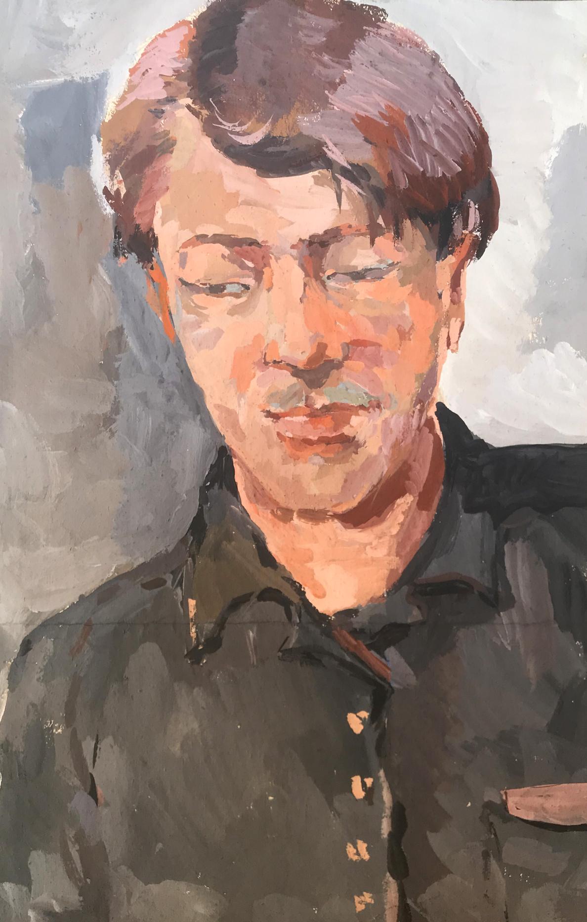Oil painting portrait of Alexander Arkadievich Litvinov with short brown hair