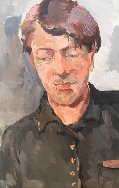 Oil painting portrait of Alexander Arkadievich Litvinov with short brown hair