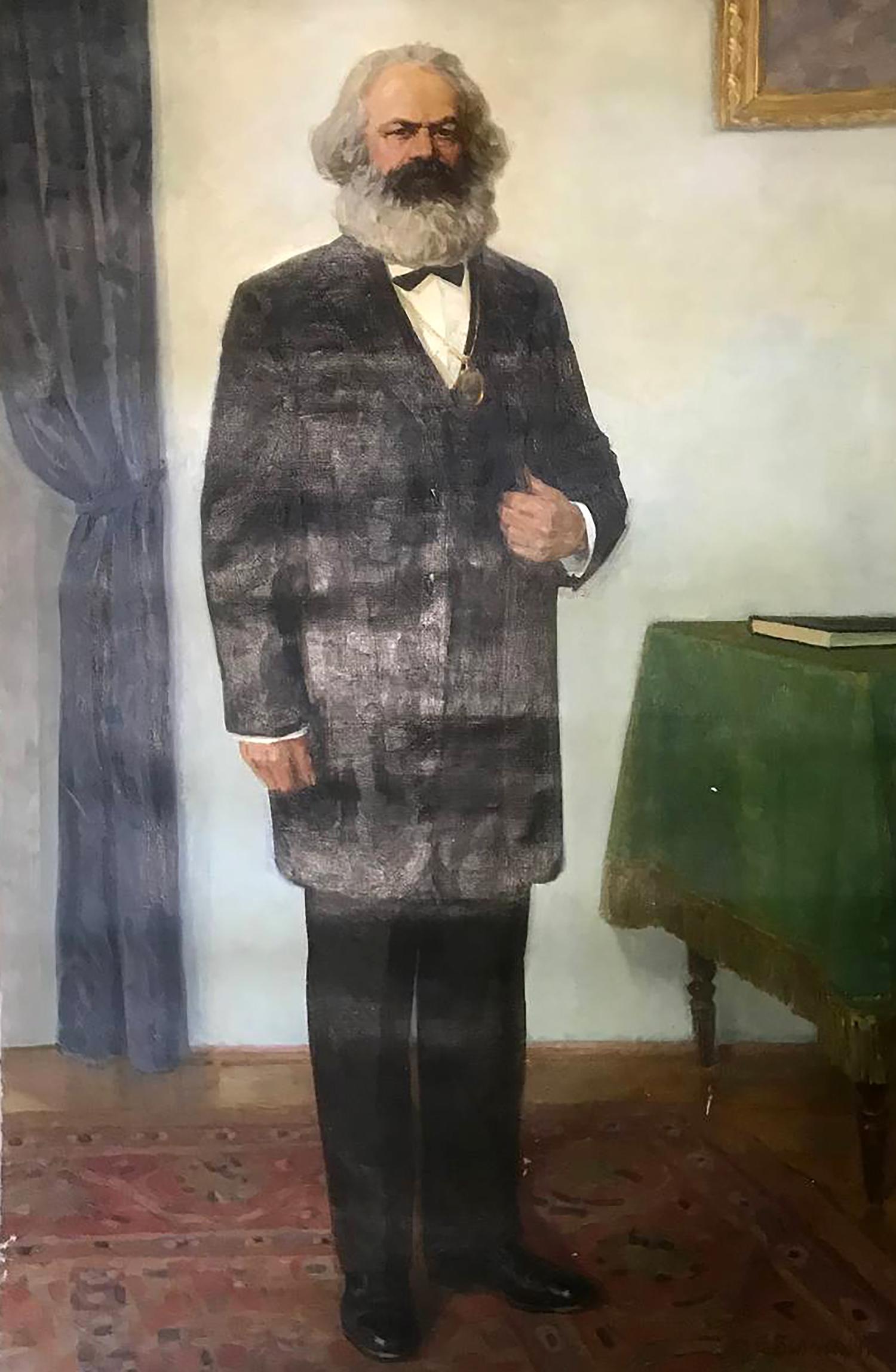 Oil painting of Karl Marx by Bilan Petr Ilyich in formal portrait