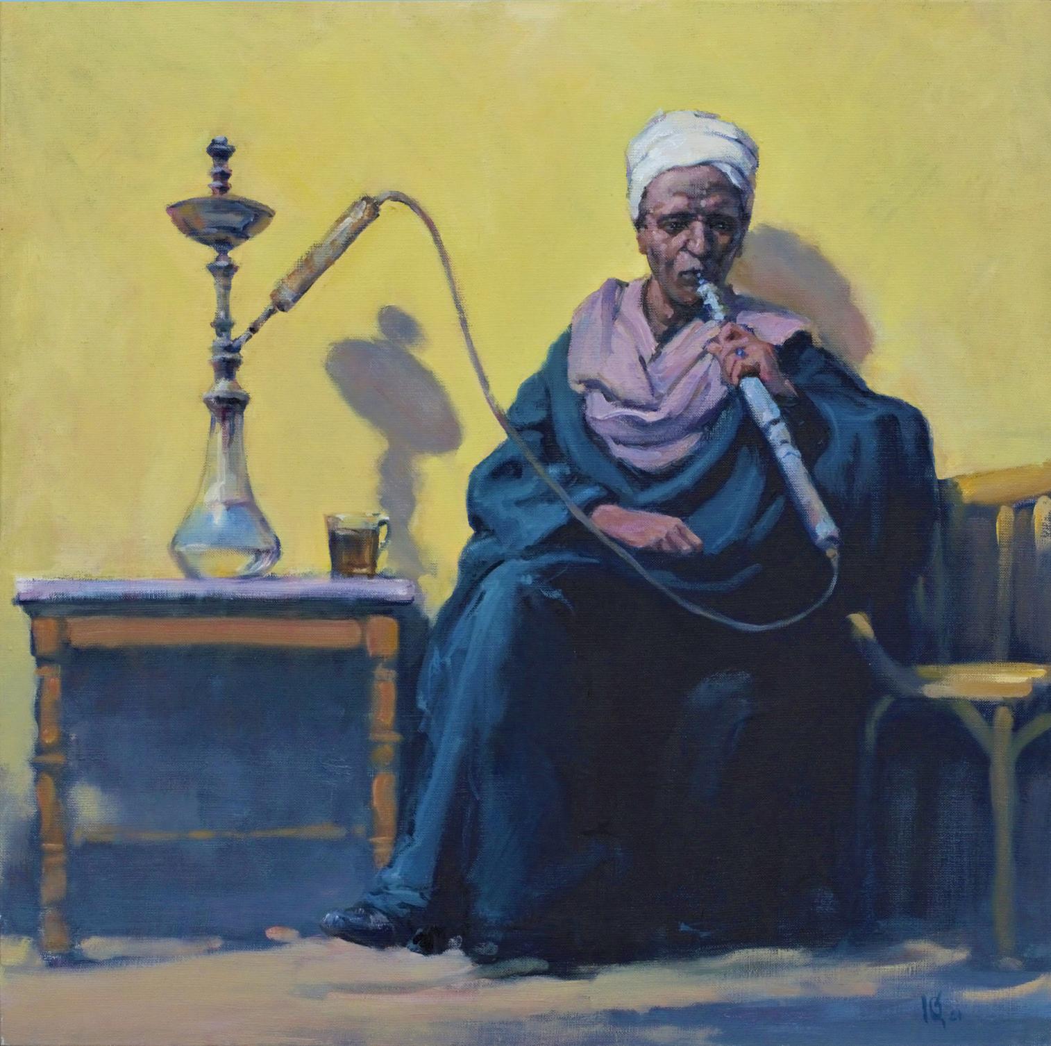 Oil painting Hookah smoker Cairo Oleg Kateryniuk