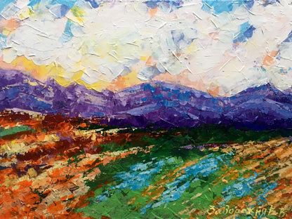 Vibrant impressionist oil painting Holidays in the mountains by V. Zadorozhnya