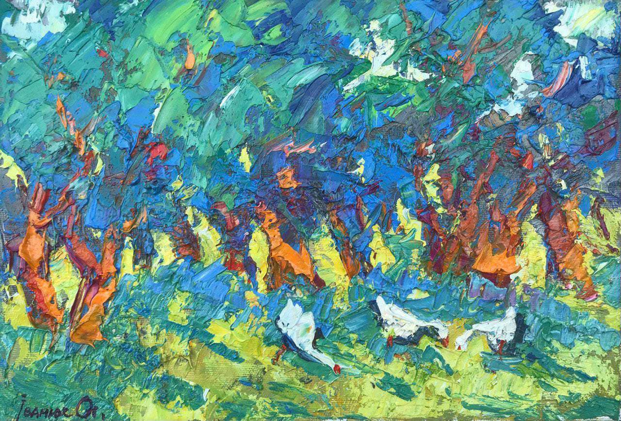 Oil painting In the shade of the garden Ivanyuk Alex